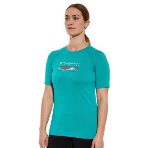 Koszulka turystyczna z krótkim rękawem damska Brubeck Dynamic. Fioletowe bluzki Brubeck, s, bez wzorów, z poliamidu, sportowe, bez kołnierzyka, bez ramiączek. Za 89,99 zł.