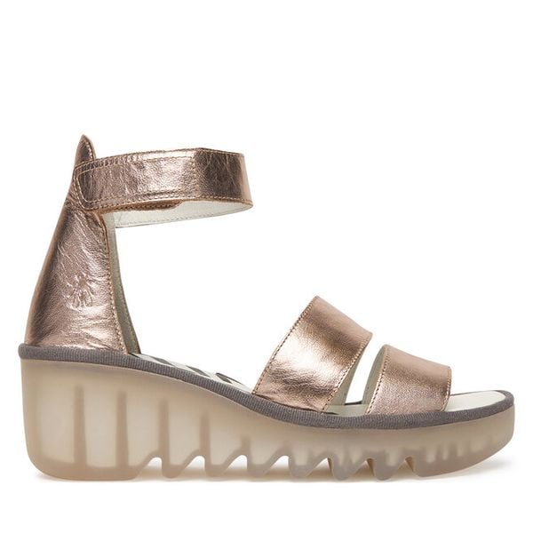 Sandały Fly London. Żółte sandały Fly London, bez wzorów, bez obcasa, na koturnie, bez zapięcia. Za 547,99 zł.