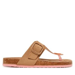 Japonki Tamaris. Brązowe klapki Tamaris, bez wzorów, bez obcasa. Za 219,99 zł.