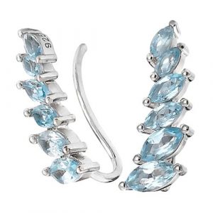 TAYA Srebrne kolczyki blue topaz nausznice 1,6 ct. Niebieskie kolczyki Braccatta, z topazem, srebrne. Za 345,00 zł.