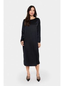 SAINT TROPEZ Sukienka w kolorze czarnym rozmiar: S. Czarne sukienki Saint Tropez, na co dzień, s, bez wzorów, bez kołnierzyka, bez ramiączek, midi, proste. Za 165,99 zł.