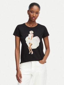 Guess T-Shirt W6YI66 K6715 Czarny Regular Fit. Czarne t-shirty Guess, m, z aplikacjami, z bawełny, bez kołnierzyka, bez ramiączek. Za 214,99 zł.