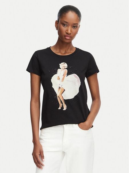 Guess T-Shirt W6YI66 K6715 Czarny Regular Fit. Czarne t-shirty Guess, m, z aplikacjami, z bawełny, bez kołnierzyka, bez ramiączek. Za 214,99 zł.