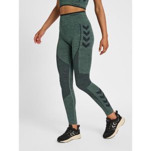 Damskie wysokie legginsy Hummel MT Aly. Zielone legginsy Hummel, bez wzorów, z dzianiny, z standardowym stanem. Za 189,70 zł.