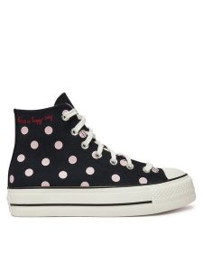 Converse Trampki Chuck Taylor All Star Lift Platform Polka Dots A10688C Czarny. Czarne trampki Converse, bez wzorów, z materiału, bez zapięcia. Za 289,99 zł.