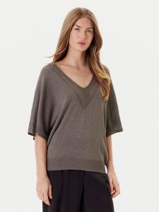 Morgan Bluzka 241-MCHRIS Khaki Relaxed Fit. Brązowe bluzki Morgan, s, bez wzorów, z wiskozy, bez kołnierzyka, bez ramiączek. Za 139,99 zł.