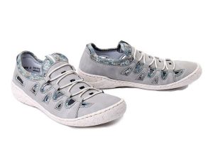 RIEKER 54551-41 grey, półbuty damskie. Szare półbuty Rieker, na lato, bez wzorów, bez obcasa, bez zapięcia. Za 319,90 zł.