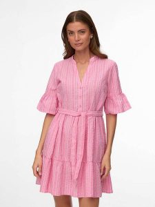 Vero Moda Sukienka w kolorze jasnoróżowym rozmiar: XS. Różowe sukienki Vero Moda, xs, bez wzorów, z bawełny, bez kołnierzyka, bez ramiączek, mini. Za 143,95 zł.