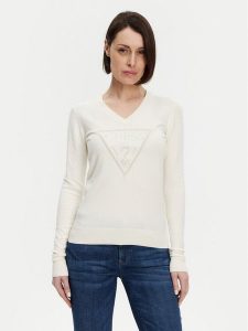 Guess Sweter W5GR19 Z2NQ2 Écru Regular Fit. Swetry klasyczne Guess, xs, z wiskozy, bez kołnierzyka. Za 189,99 zł.