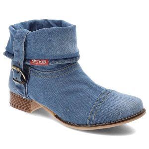 Jeansowe Botki Artiker Damskie Buty Na Płaskim Obcasie. Niebieskie botki ARTIKER, z aplikacjami, z denimu, bez obcasa, na obcasie, bez zapięcia. Za 289,00 zł.