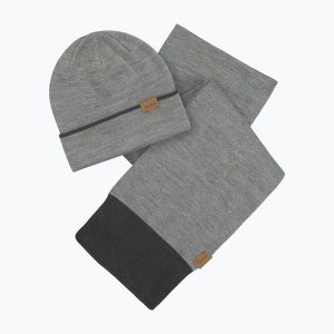 Zestaw czapka + szalik Musto Tipped Beanie & Scarf Gift Set. Szare szaliki MUSTO, bez wzorów. Za 189,99 zł.