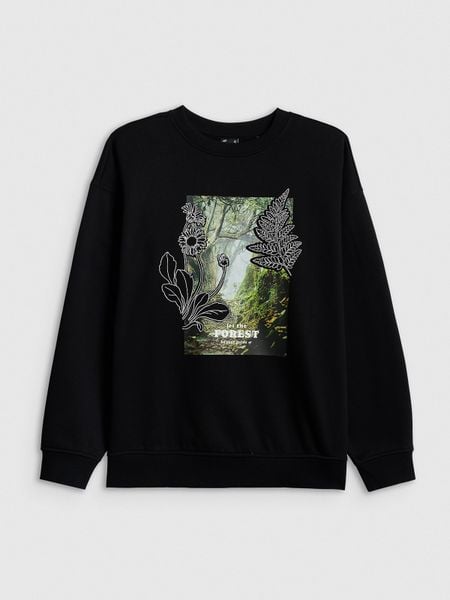 4F Bluza dresowa loose bez kaptura damska - czarna M. Czarne bluzy 4f, m, bez wzorów, z dresówki, bez kaptura. Za 159,99 zł.