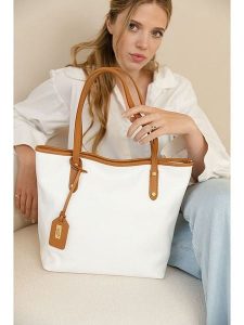 Anna Morellini Skórzany shopper bag "Lauretta" w kolorze białym - 40 x 32 x 12 cm rozmiar: onesize. Białe shopper bag Anna Morellini, bez wzorów, z materiału, na ramię, bez dodatków. Za 304,99 zł.