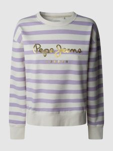 Pepe Jeans Bluza "Anna" w kolorze biało-fioletowym rozmiar: M. Białe bluzy Pepe Jeans, m, bez wzorów, z jeansu, bez kaptura. Za 171,28 zł.