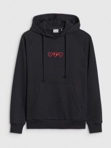 4F Bluza dresowa nierozpinana z kapturem damska - czarna XL. Czarne bluzy 4f, xl, bez wzorów, z bawełny, z kapturem. W wyprzedaży za 89,99 zł.