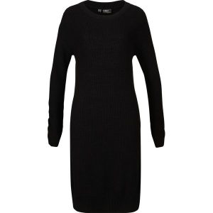 Sukienka dzianinowa oversized w prążek. Niebieskie sukienki bonprix, bez wzorów, z dzianiny, bez kołnierzyka, bez ramiączek. Za 149,99 zł.