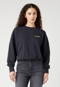 DAMSKA BLUZA WRANGLER RELAXED SWEATSHIRT FADED BLACK 112343708. Czarne bluzy Wrangler, m, bez wzorów, bez kaptura. Za 199,99 zł.