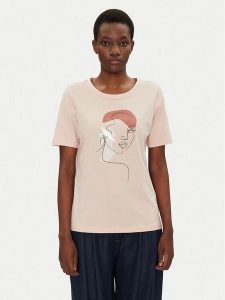 Fransa T-Shirt 20615408 Różowy Regular Fit. Czerwone t-shirty Fransa, l, bez wzorów, z bawełny, bez kołnierzyka, bez ramiączek. Za 59,99 zł.