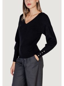 Morgan Sweter 242-MPANDA Czarny Regular Fit. Czarne swetry klasyczne Morgan, s, z syntetyku, bez kołnierzyka. Za 149,99 zł.