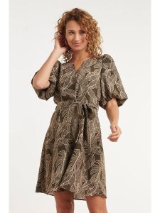 Smashed Lemon Sukienka w kolorze khaki rozmiar: XL. Brązowe sukienki Smashed Lemon, xl, bez wzorów, z bawełny, bez kołnierzyka, bez ramiączek, mini, rozkloszowane. Za 177,32 zł.
