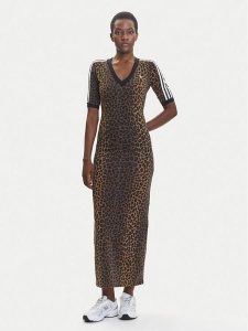 Adidas Sukienka codzienna Leopard JW2773 Brązowy Slim Fit. Brązowe sukienki ADIDAS, na co dzień, xs, bez wzorów, z bawełny, bez kołnierzyka, bez ramiączek, proste. Za 279,99 zł.