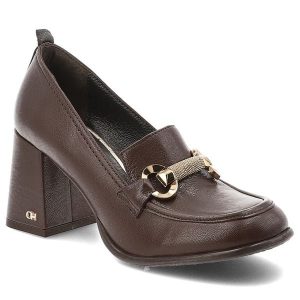 Brązowe Półbuty Chebello Eleganckie Obuwie Damskie. Brązowe czółenka CheBello, bez wzorów, ze skóry, bez obcasa, na obcasie, bez zapięcia. Za 458,99 zł.