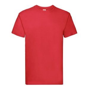 Koszulka Unisex Dla Dorosłych Super Premium. Czerwone bluzki FRUIT OF THE LOOM, l, bez wzorów, sportowe, bez kołnierzyka, bez ramiączek. Za 41,99 zł.