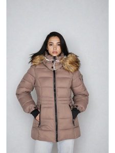 Steve Madden Kurtka zimowa w kolorze jasnobrązowo-szarym rozmiar: M. Brązowe kurtki Steve Madden, na zimę, m, bez wzorów, z puchu, bez kaptura. Za 243,84 zł.