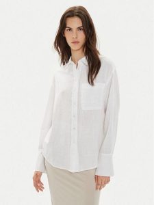 Gina Tricot Koszula 22624 Biały Loose Fit. Białe koszule Gina Tricot, s, bez wzorów, z bawełny, bez kołnierzyka, bez ramiączek. Za 119,99 zł.