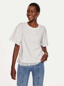 TWINSET T-Shirt 242TP2510 Biały Loose Fit. Białe t-shirty Twinset, m, bez wzorów, z bawełny, bez kołnierzyka, bez ramiączek. Za 289,99 zł.