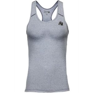 Damski tank top Gorilla Wear Aspen. Niebieskie topy GORILLA WEAR, bez wzorów, sportowe, bez kołnierzyka, bez ramiączek. Za 161,50 zł.