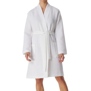 Szlafrok Waffel Piqué - Organic Cotton. Niebieskie szlafroki Schiesser, xl, bez wzorów, z bawełny, bez kaptura. Za 286,00 zł.
