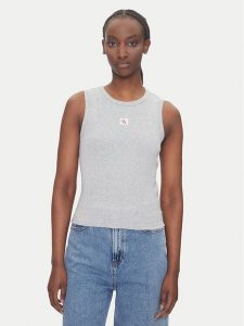 Calvin Klein Jeans Top LV047C201G Szary Slim Fit. Szare topy Calvin Klein Jeans, xxl, bez wzorów, z bawełny, bez kołnierzyka, bez ramiączek. Za 79,99 zł.
