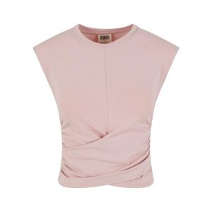 Krótkie topy damskie Urban Classics Wrapped. Czerwone topy Urban Classics, bez wzorów, eleganckie, bez kołnierzyka, bez ramiączek. Za 160,50 zł.