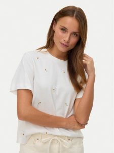Vero Moda T-Shirt Sola 10341979 Biały Regular Fit. Białe t-shirty Vero Moda, xs, bez wzorów, z bawełny, bez kołnierzyka, bez ramiączek. Za 89,99 zł.