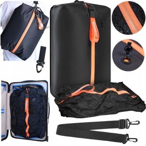 Torba kompresyjna zwiększająca pojemność Travel Vacuum Bag Aerogogo VB0-M 20L. Czarne torby podróżne i sportowe AEROGOGO, bez wzorów, z materiału, na ramię. Za 149,00 zł.