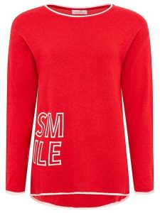 Zwillingsherz Sweter "SMILE" w kolorze czerwonym rozmiar: S. Czerwone swetry oversize Zwillingsherz, s, bez wzorów, z kaszmiru, bez ramiączek. Za 184,46 zł.
