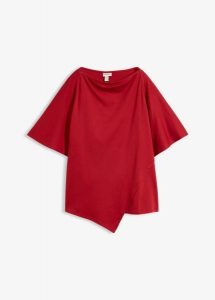 T-shirt z czystej bawełny organicznej. Czarne t-shirty bonprix, bez wzorów, z bawełny, z asymetrycznym kołnierzem, bez ramiączek. Za 74,99 zł.
