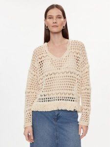 Kontatto Sweter 3M2063C Beżowy Regular Fit. Brązowe swetry klasyczne Kontatto, m, z bawełny, bez kołnierzyka. Za 359,99 zł.
