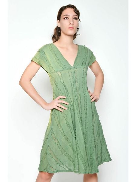 H.H.G. Sukienka w kolorze zielonym rozmiar: L. Zielone sukienki H.H.G., l, bez wzorów, z bawełny, bez kołnierzyka, bez ramiączek, midi. Za 88,23 zł.