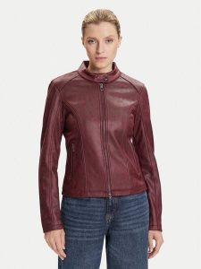 Desigual Kurtka z imitacji skóry Basic 25WWEW43 Bordowy Regular Fit. Czerwone kurtki Desigual, xl, bez wzorów, ze skóry, bez kaptura. Za 339,99 zł.