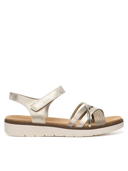 Remonte Sandały D2058-90 Srebrny. Szare sandały Remonte, bez wzorów, z syntetyku, bez obcasa, na płaskiej podeszwie, bez zapięcia. Za 339,99 zł.