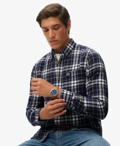 Superdry Koszula Lumberjack z długim rękawem z bawełny – Relaxed fit. Niebieskie koszule Superdry, xl, z aplikacjami, z bawełny, bez kołnierzyka, bez ramiączek. Za 387,25 zł.