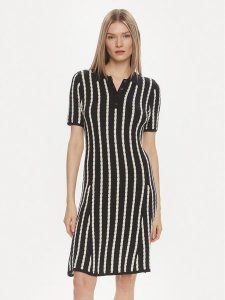 Tommy Hilfiger Sukienka dzianinowa WW0WW41748 Granatowy Regular Fit. Niebieskie kombinezony TOMMY HILFIGER, xs, bez wzorów, z bawełny, bez kołnierzyka, bez ramiączek. Za 469,00 zł.