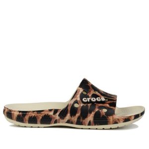 Klapki damskie Crocs CLASSIC CROCS ANIMAL. Brązowe klapki Crocs, bez wzorów, bez obcasa. Za 139,00 zł.
