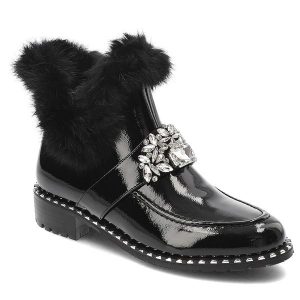Czarne Botki S.Barski Eleganckie Obuwie Damskie Z Futerkiem. Czarne botki S.BARSKI, bez wzorów, ze skóry ekologicznej, bez obcasa, bez zapięcia. Za 249,00 zł.