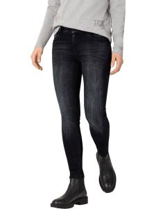 Timezone Dżinsy "Aleena" - Skinny fit - w kolorze czarnym rozmiar: W28/L32. Czarne jeansy Timezone, z aplikacjami, ze skóry. Za 87,81 zł.