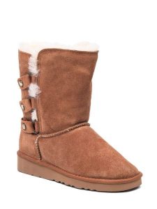 NICEBAY Skórzane botki zimowe "Bernie" w kolorze jasnobrązowym rozmiar: 38. Brązowe botki NICEBAY, na zimę, bez wzorów, z materiału, bez obcasa, bez zapięcia. Za 217,99 zł.