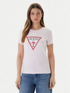 Guess T-Shirt W1YI1B I3Z14 Różowy Regular Fit. Czerwone t-shirty Guess, xl, z aplikacjami, z bawełny, bez kołnierzyka, bez ramiączek. Za 159,99 zł.