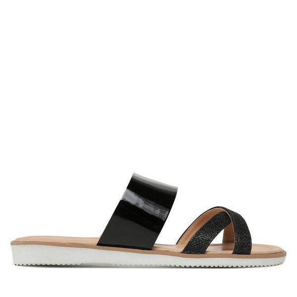 Klapki Badura. Czarne klapki Badura, bez wzorów, bez obcasa. Za 349,99 zł.